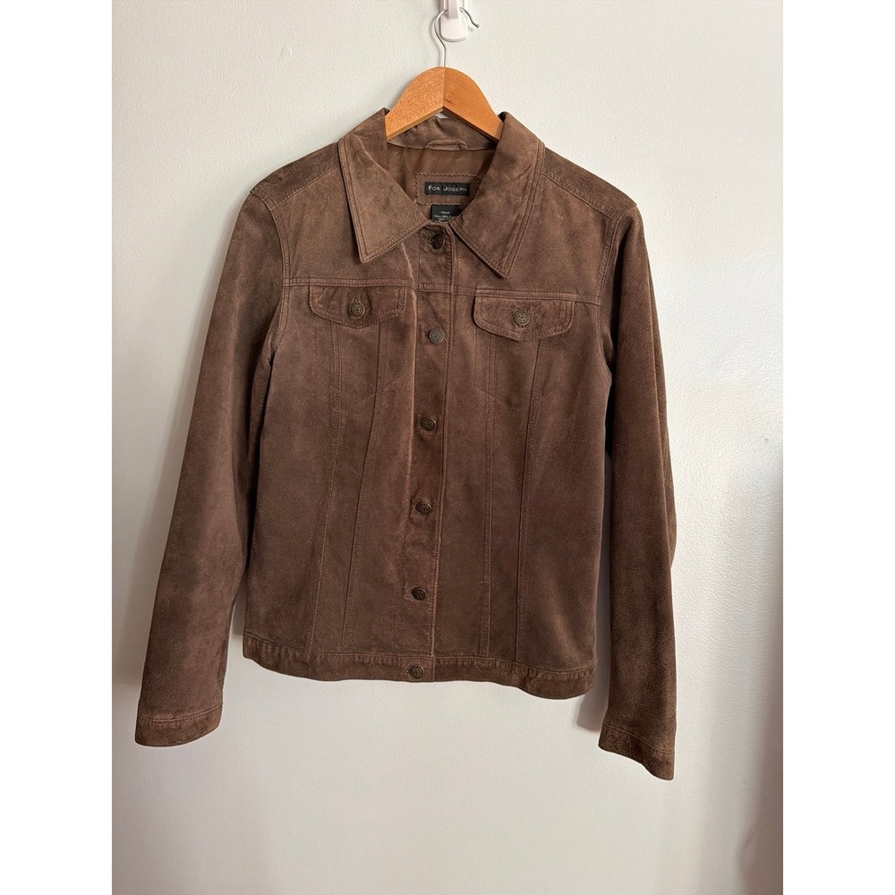 Brown Suede Button-Front Jacket